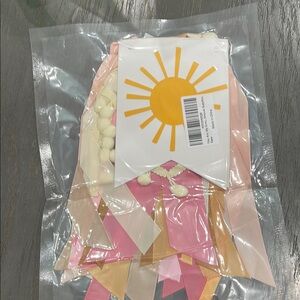 Sunshine Highchair Banner with Pink and Cream Ribbons